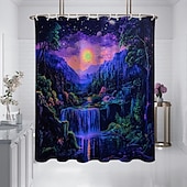 cheap Shower Curtains-Shower Curtain with Hooks 180cm*180cm(70&quot;*70&quot;) Polyester Washable Waterproof Forest Waterfall Pattern Bathroom Bathtub Decor