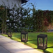 cheap Outdoor Wall Lights-LED Outdoor Post Lights Warm White 20cm 1-Light Vintage Patio Aisle Lawn Column Lamp Villa Pillar Light Balcony Post Lantern Metal Garden Pedestal Lamp 110-240V