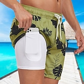 cheap Swim Trunks &amp; Board Shorts-Men&#039;s Swim Trunks Swim Shorts Board Shorts Pocket Drawstring Elastic Waistband With Compression Liner Shorts Outdoor Beach Swimming Pool Quick Dry Lightweight Soft Swimming Beach Tailored Fit