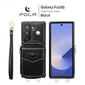 levne Pouzdra pro Samsung-telefon Carcasă Pro Samsung Galaxy Z Fold 6 Pouzdro na peněženku se stojánkem Zip Ochrana celého těla Retro Pravá kůže
