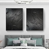 preiswerte Landschaftsgemälde-abstraktes schwarzes Ölgemälde handgemachtes Wabi Sabi Ölgemälde handgemachte Wandkunst beige abstraktes Gemälde auf Leinwand ein Paar beige Textur Wandkunst neutrale abstrakte Wandkunst Boho Wal
