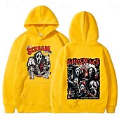 levne Halloweenská grafika-předvečer Všech svatých Výkřik Ghostface Kostlivec Kapuce Tisk Přední kapsa Grafika Pro Pro páry Pánské Dámské Dospělé předvečer Všech svatých Karneval Plesová maškaráda Horká ražba předvečer Všech