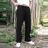 economico Vacanza-Per uomo Pantaloni di Lino Pantaloni Pantaloni Estivi Pantaloni da Spiaggia Coulisse Tasca Design con Coulisse Elastica Semplice Leggero Traspirante Lunghezza intera Yoga Palestra Moda Streetwear