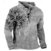 economico Felpe 3D da uomo-Per uomo Stampe astratte Felpa Maglione Manica lunga Felpa Colletto Mao Streetwear Originale Essenziale Stampa 3D Sportivo Informale Giornaliero Lacci Primavera &amp; Autunno
