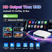 お買い得  カープレイアダプター-Carlinkit SP-TBOX-218HDEAU-OVA-BW いいえ画面ません（APPで出力） 1 Din アンドロイド ワイヤレスCarplay Bluetooth内蔵 プラグアンドプレイ 画面を分割 のために ユニバーサル