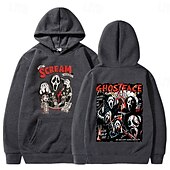levne Halloweenská grafika-předvečer Všech svatých Výkřik Ghostface Kostlivec Kapuce Tisk Přední kapsa Grafika Pro Pro páry Pánské Dámské Dospělé předvečer Všech svatých Karneval Plesová maškaráda Horká ražba předvečer Všech