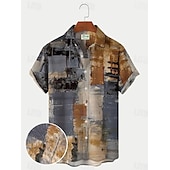 preiswerte Ethnisches Muster-Herren Farbblock Westernhemd Knopfhemd Cowboy-Shirt Kurzarm Modisch Strassenmode Designer Outdoor Täglich Festtage Sommer Frühling Umlegekragen Bedruckt Button-Down Weiß Gelb Hellgrün Rosa Schwarz