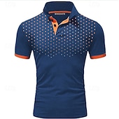 abordables Polo classique pour homme-Homme POLO Tee Shirt Golf Casual du quotidien Col polo Classique Manche Courte Décontractées Flexible Pois Bouton devant Eté Printemps Standard Noir Blanche Rouge bleu marine Orange Gris Clair POLO
