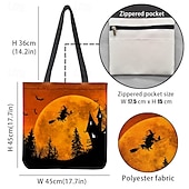 levne Tašky-dámská kabelka s tématem halloween s designem čarodějnice a úplňku - ideální pro halloween a každodenní použití
