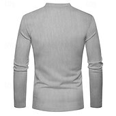 preiswerte Lässiges Henley-T-Shirt-Herren T-Shirt mit Knöpfen T Shirt Cordhemd Henley Hemd Langarm Henley Frühling &amp; Herbst Einfach Mode Designer Basic Urlaub Straße Ausgehen Schwarz Wein Braun Top T-Shirt für Herren