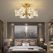 cheap Ceiling Lights-LED Ceiling Lights 3-Color Light Source 33cm 3/4/5/6-Light Semi Flush Mount Crystal Material Ceiling Plate Lighting Fixtures Luxury for Living room Dining room Study 110-240V