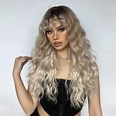 levne Syntetické trendy paruky-Syntetické paruky Vlnitá Bouncy Curl Střední část Paruka 26&quot; Zlatavá Umělé vlasy Dámské Střední část Chladný Rozkošný Zlatá