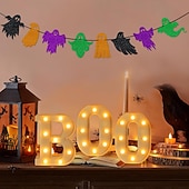 cheap Halloween Indoor-Halloween Decorations BOO Letter Lights for Bedroom Restaurant Bar Halloween Atmosphere Decorative Lights