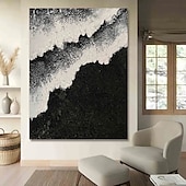 abordables Peintures paysages-fait à la main 3d vague noire peinture à l&#039;huile sur toile grand couteau à palette texturé abstrait peint à la main boho peinture à l&#039;huile art mural personnalisé œuvre d&#039;art minimaliste contemporaine
