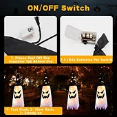 abordables Halloween en Plein Air-Décorations d&#039;Halloween à suspendre, fantômes éclairés, veilleuses LED pour extérieur et intérieur, pour patio, arbre, jardin, fête d&#039;Halloween, décoration de la maison, 1/2/4/8 pièces