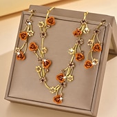 voordelige Sieradensets-Sieradenset 3 stuks Legering Oorbellen Kettingen Dames Elegant Vintage Modieus meetkundig Bloemvorm Geometrische vorm Sieraden set Voor Bruiloft Feest Vuosipäivä