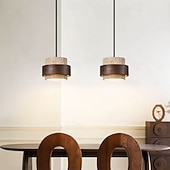 voordelige Cilinderontwerp-led hanglamp warm wit 1/2/3/4-lichts postmodernisme creatief hout steen slaapkamer nachtkastje licht e27 restaurant tv achtergrond muur hanglamp armaturen 85-265v