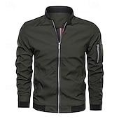 preiswerte Sportjacke-Herren Leichte Jacke Bomberjacke Sport Jacke Outdoor Sport warm halten Tasche Herbst Winter Glatt Modisch Strassenmode Ständer Standard Schwarz Burgunderrot Marineblau Khaki Armeegrün Jacken