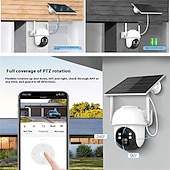 お買い得  屋外IPネットワークカメラ-ソーラーバッテリー駆動カード対応ワイヤレス CCTV セキュリティカメラ 防水 PIR モーション検知 パンチルト