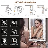 abordables Luces de tira de enchufe-Kit de luz LED para espejo de tocador, 2-5 metros, flexible, sin cortes, para tocador, espejo de tocador, vestidor, kit de tira flexible regulable con regulador de intensidad y fuente de alimentación,
