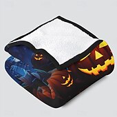 baratos Cobertores &amp; Mantas-cobertor com tema de halloween com personagens e abóboras aconchegante e assustador