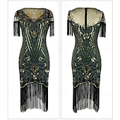billige Antrekk-Retro / vintage De livlige 20-årene 1920-tallet Flapper kjole Cosplay kostyme Drakter Den store Gatsby Bryllupsgjest Paljetter Dusk Dame Jul Halloween Karneval Halloween Fest / aften