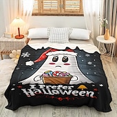 お買い得  ハロウィンの寝室-陽気なサンタ帽子の模様のハロウィーン用スローブランケット