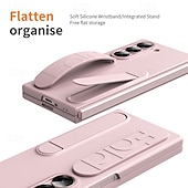 cheap Samsung Cases-Phone Case For Samsung Galaxy Z Fold 6 Back Cover with Stand Holder with Screen Protector Full Body Protective Retro PC Silicone
