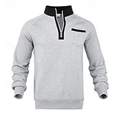 Men's Sweatshirt Quarter Zip Sweatshirt Black Navy Blue Fuchsia Light Grey Dark Gray Half Zip Color Block Patchwork Sports & Outdoor Daily Holiday Polyester Streetwear Basic Casual Spring & Fall 27