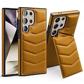 abordables Carcasas Samsung-teléfono Funda Para Samsung galaxia S24 Ultra Plus S23 Ultra Plus S22 Plus Ultra S25 Ultra Funda Trasera con Soporte Soporte de carga inalámbrica Ranura para tarjetas Retro TPU Cuero de PU