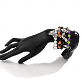 voordelige Armband-5 stuks Dames Armbanden met ketting en sluiting Kralenarmband Vintage armband kralen Schedel Dier Punk Vintage Modieus Gepersonaliseerde Stijlvol Muovi Armband sieraden Regenboog Voor Feest Halloween