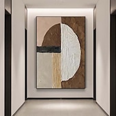 abordables Peintures Abstraites-art mural wabi sabi marron et blanc peint à la main peinture abstraite marron et noire sur toile peinture texturée blanche grande décoration murale neutre pour le salon cadre tendu