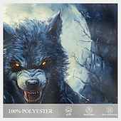  رجالي شخصية المستذئب تي شيرت كم طويل تي شيرت طباعة ثلاثية الأبعاد رقبة عالية مدورة قميص مصمم عتيق / معتق شارع فضفاض مناسب للبس اليومي أزرق الصيف الربيع الخريف ملابس S M L XL XXL XXXL