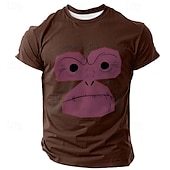 お買い得  アニマルプリントTシャツ-男性用 猿 Tシャツ 半袖 Tシャツ 3Dプリント クルーネック シャツ ファッション アスレイジャー ストリート スポーツ・アウトドア ブラック ホワイト イエロー 夏 春 衣類 S M L XL XXL XXXL