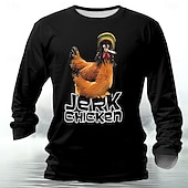 Men's Chick Funny T Shirt Long Sleeve T shirt 3D Print Crew Neck Shirt Designer Retro Vintage Street Casual Daily Black Summer Spring Fall Clothing Apparel S M L XL XXL XXXL 5