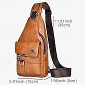 levne Pánské tašky-pánská hnědá crossbody kabelka z umělé kůže s mnoha kapsami na zip a nastavitelným popruhem, stylová a funkční pro každodenní použití
