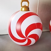 economico Decorazioni per esterni-palla gonfiabile decorata per esterni di Natale da 60 cm (23,6 pollici) enormi ornamenti di Natale grandi palline di caramelle alla menta piperita per albero cortile prato giardino portico palline gonfiabili ornamenti con pompa