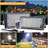 Χαμηλού Κόστους Φωτιστικά Δρόμου-rgb led flood light αδιάβροχο ip65 ac 220v προβολέας εξωτερικού χώρου φωτισμός κήπου led ανακλαστήρα χυτό φως προβολείς 1/2 τμχ