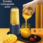 cheap Kitchen Appliances-1pc Dual Cup Electric Juicer Portable Rechargeable Juice Blender Cup Multi-Function Fruit &amp; Vegetable Juice Maker Cup For Home Kitchen Car Charging Power Bank &amp; Laptop Charging Outdoor Picnic