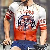 abordables Maillots pour hommes-Homme Maillot Velo Cyclisme Manche Courte Cyclisme Tee-shirt Maillot avec 3 poches arrière VTT Vélo tout terrain Respirable Séchage rapide Conception anatomique Mèche Jaune Rouge Bleu Bande dessinée