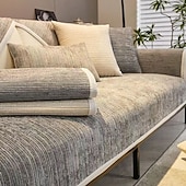 economico Coperte per divano-set di cuscini per divano in ciniglia moderno design semplice ed elegante in grigio quattro stagioni universale lussuoso copridivano antiscivolo perfetto per un look elegante e sofisticato