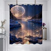 お買い得  シャワーカーテン-フック付きシャワーカーテン 180cm*180cm(70&quot;*70&quot;) ポリエステル洗濯可能防水パターンバスルームバスタブデコ海岸の海