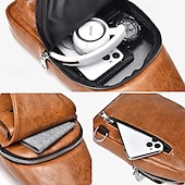 levne Pánské tašky-pánská hnědá crossbody kabelka z umělé kůže s mnoha kapsami na zip a nastavitelným popruhem, stylová a funkční pro každodenní použití