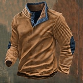 Men's Sweatshirt Waffle Sweatshirt Yellow Green Standing Collar Color Block Color Block Ribbed Textured Sports & Outdoor Daily Holiday Polyester Streetwear Basic Casual Spring &  Fall Clothing Apparel4