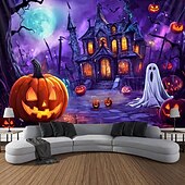 economico arazzi da parete di halloween-decorazioni di halloween arazzo con luce nera uv reattivo fosforescente festa fosforescente casa stregata psichedelico trippy nebbioso arazzo appeso arte murale per soggiorno camera da letto fantasma