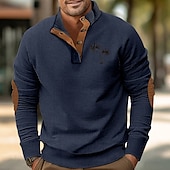 preiswerte Einfache Sweatshirts-Herren Sweatshirt Pullover Sweatshirt mit Viertelreißverschluss Schwarz Weiß Marineblau Grün Troyer Halber Reißverschluss Farbblock Baum Sport &amp; Natur Täglich Festtage Kord Strassenmode Basic