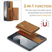 baratos Capa Samsung-telefone Capinha Para Samsung Galaxy Dobra Z 7 Dobra Z 6 Z Fold 5 Z Fold 4 Z Fold 3 Capa traseira Com Suporte Destacável Magnética Retro TPU PC Couro PU