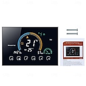 abordables Appareils électroménagers-Thermostat programmable pour contrôle du chauffage de l&#039;eau, maison intelligente, écran LCD à affichage négatif, thermostat d&#039;ambiance rond avec wifi