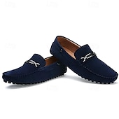 abordables Semi-formel-mocassins classiques en daim bleu marine pour hommes avec détails en métal - idéaux pour les occasions professionnelles décontractées et formelles