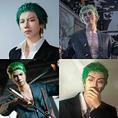 cheap Anime Wigs-Green Spiky Short Wig Layered Wig for Men for Anime Cospaly Costume Staight Synthetic Wig for Carnival Christmas Event with Wig Cap St.Patrick&#039;s Day Wigs
